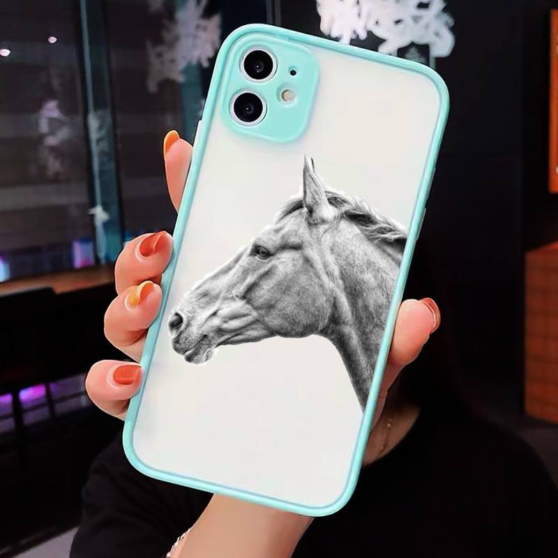 Horse Art Cartoon Design Pattern Phone Case Matte Transparent  For Iphone 7 8 11 12 Plus Mini X Xs Xr Pro Max Cover