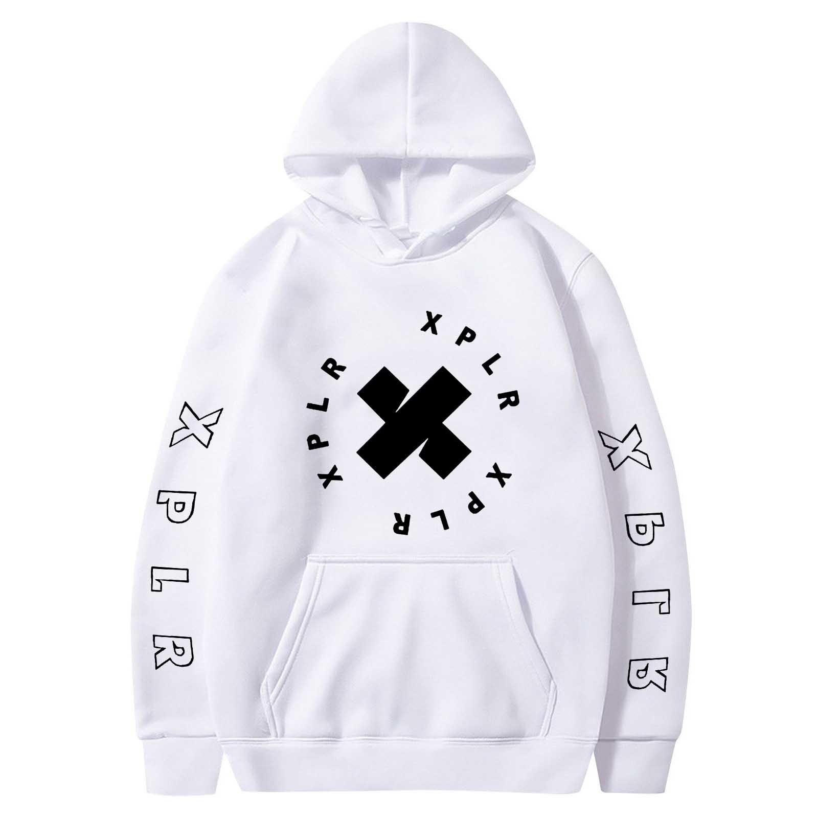 

Женская однотонная толстовка с капюшоном и длинным рукавом с принтом XL белый