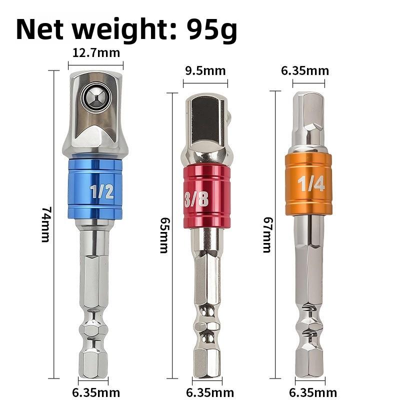Adapte Natural Hexagonal Handle Extension Rod for 1/2 Screwdriver 3/8 Square Head 1/4 Socket Power Tool Accessories