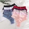 3Pcs/Set Women's High Waist Panties Ladies Sexy Lace Hollow Out Thong Breathable Transparent G-strings Solid Color Soft Lingerie