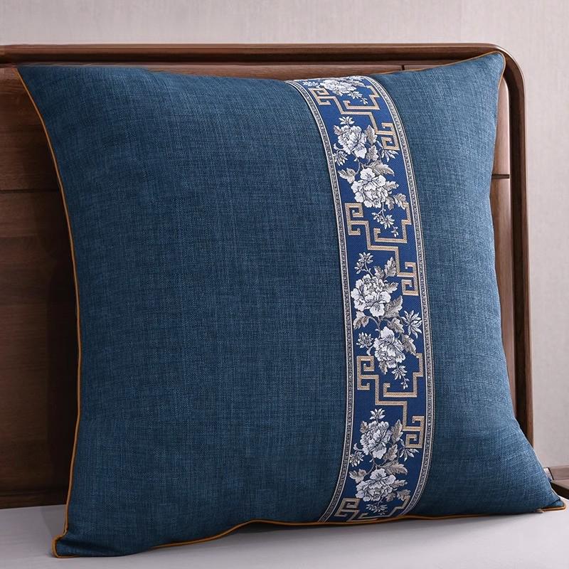 Chinese Style Lumbar Pillow and Sofa Back Cushion with Cover, for Living Room or Bedside
