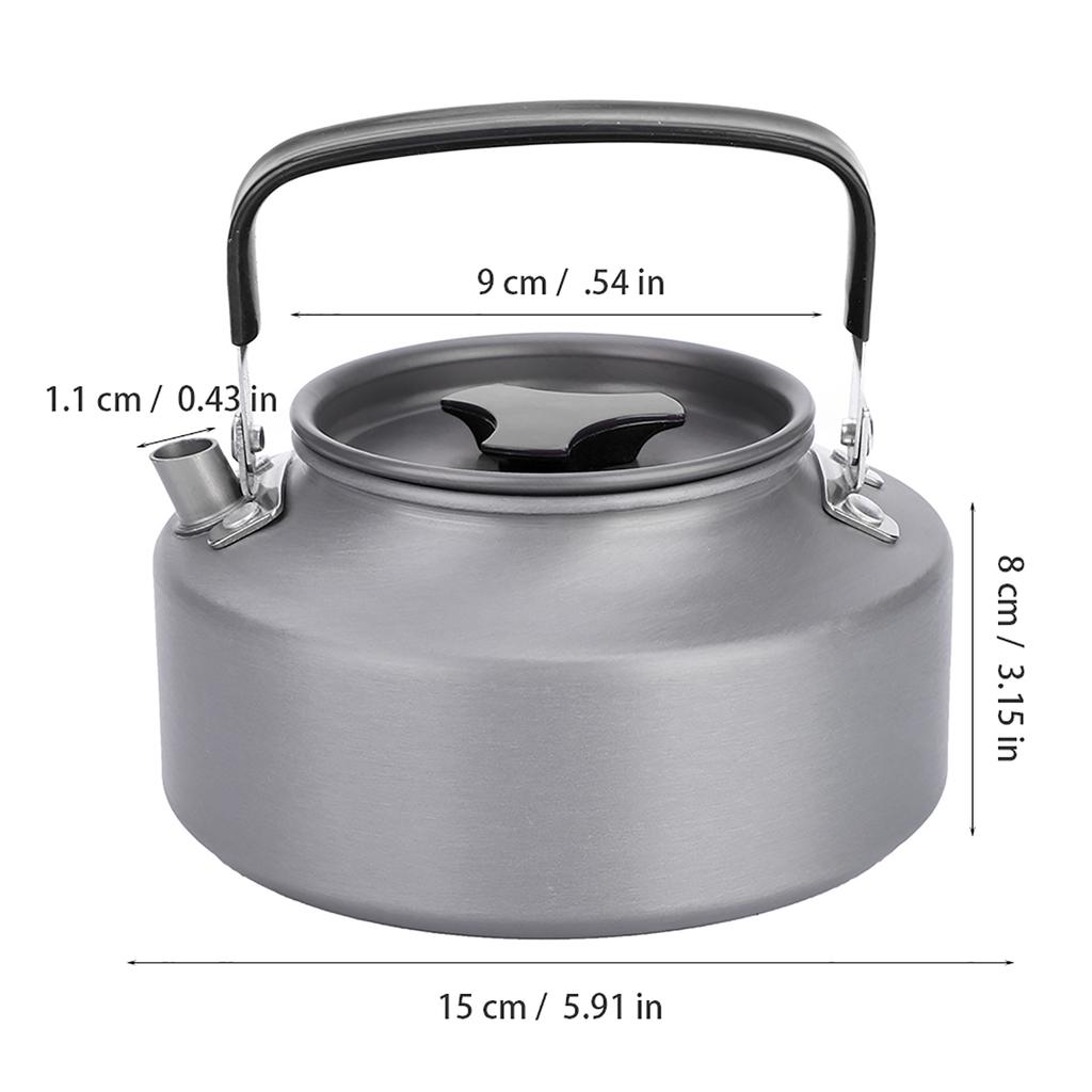 1.1L AluminumTeapot Coffee Tea Pot Kettle for Camping Hiking Kitchen Black Handle
