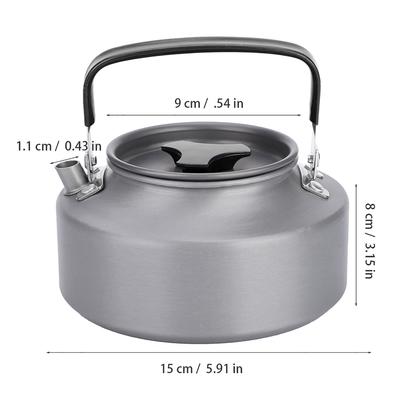 Tetera de Aluminio de 1.1L Cafetera Tetera para Camping Senderismo Cocina Asa Negra