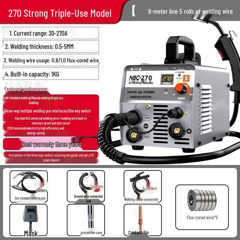 270 MIG/TIG/Stick Welder: 3-in-1 Household Machine, 220V for Small Projects