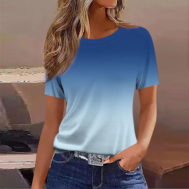 

Summer Round Neck Women s Short Sleeved T-shirt Loose Casual 3D Digital Printed T-shirt for Women Shirt L