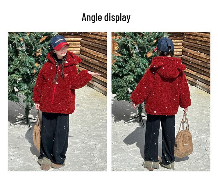 Dziewczęca pikowana kurtka z wełny jagnięcej - Jesień/Zima 2025, Modna i pogrubiona dla dzieci w wieku średnim i starszym