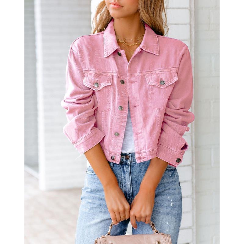 Spring Autumn Women's Long Sleeve Denim Jacket and Top