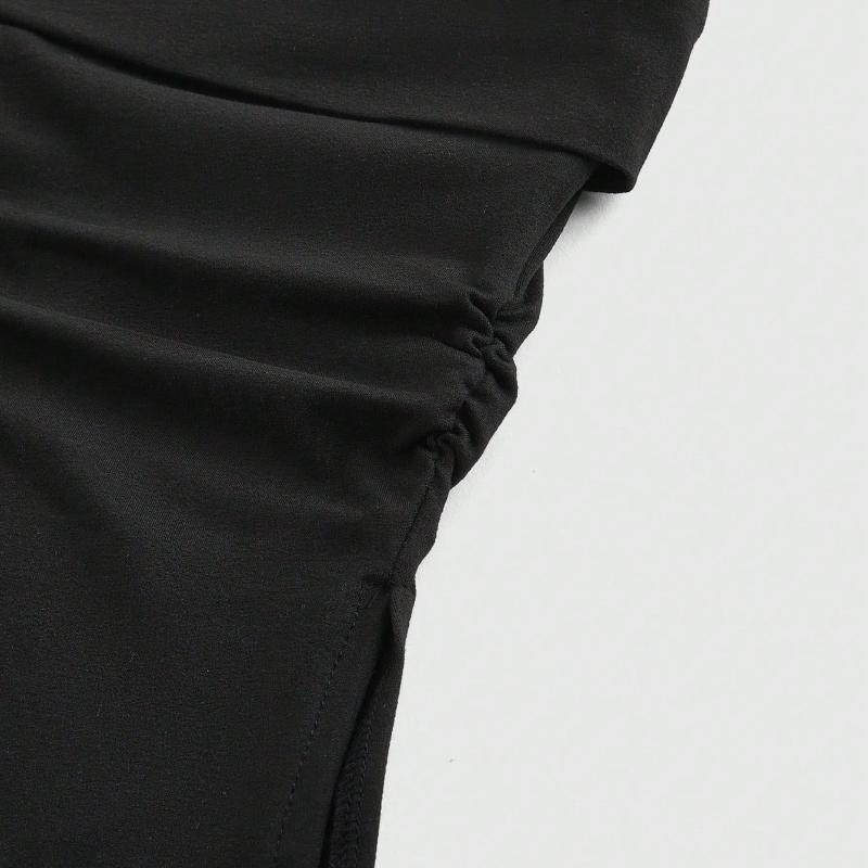 Sommer Straße schulterfrei ein Hals einfarbig schlicht kurz geschnitten Schlitz Slim Fit schlankmachende Damenweste