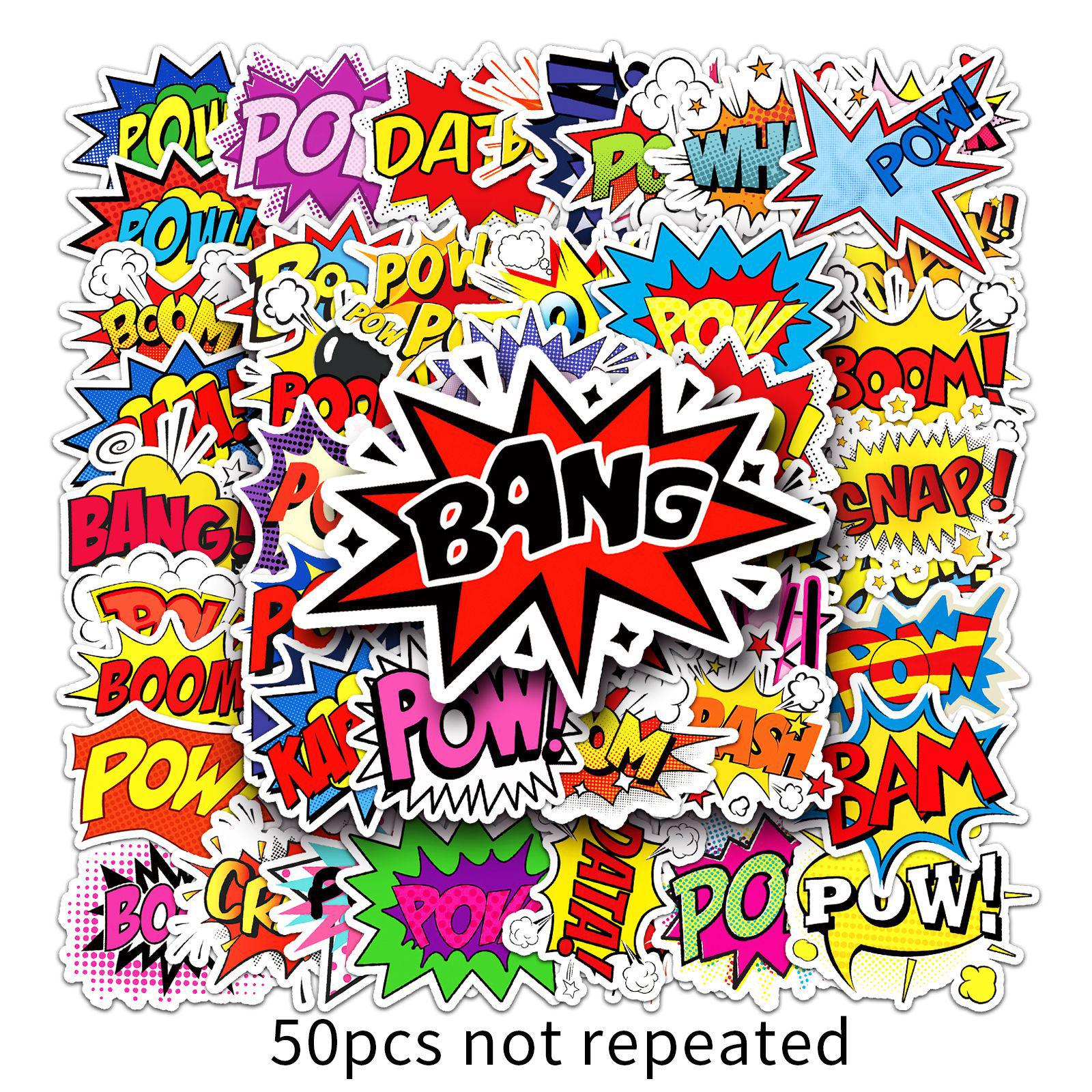 50 Waterproof English Graffiti Cartoon Stickers for Kids  DIY Decoration