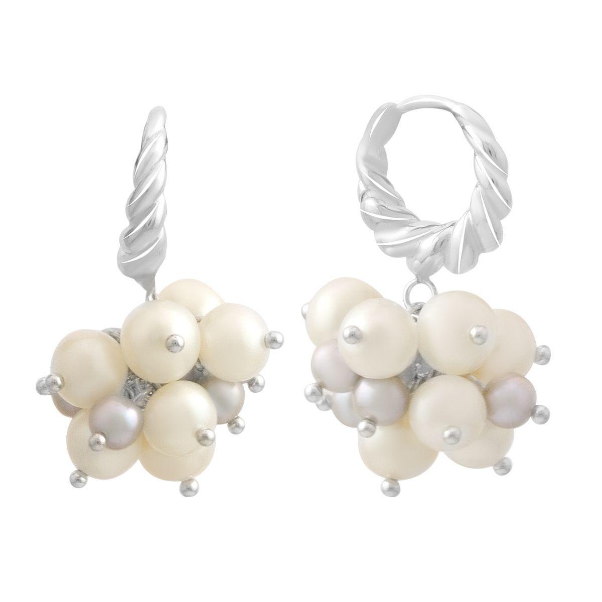 

Silver earrings with natural pearls (2183655) білий