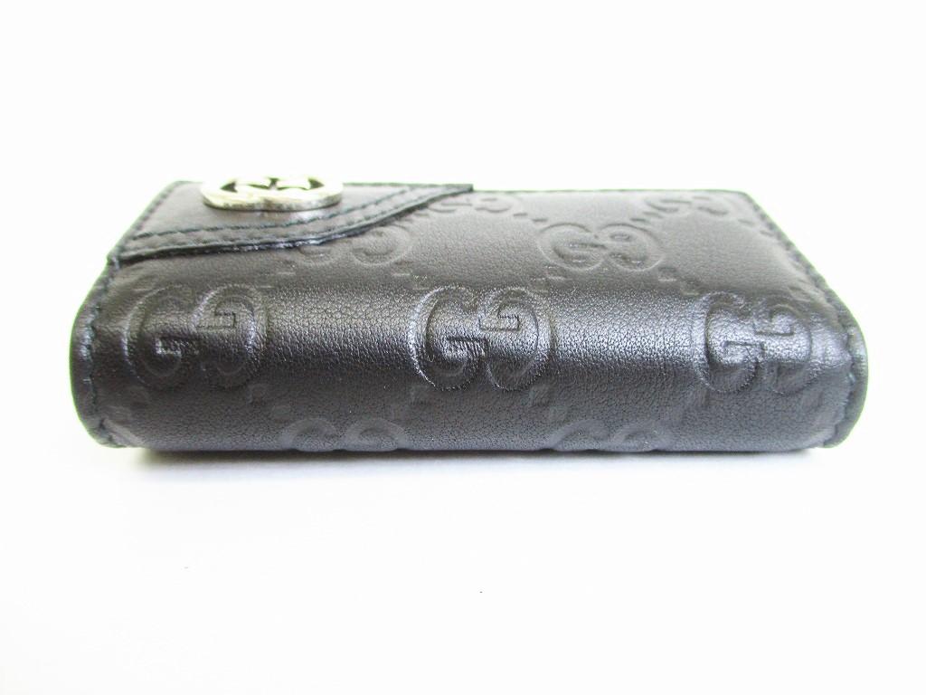 Authentic GUCCI Interlocking G Black Leather 6 Pics Key Cases #8481  Open Box