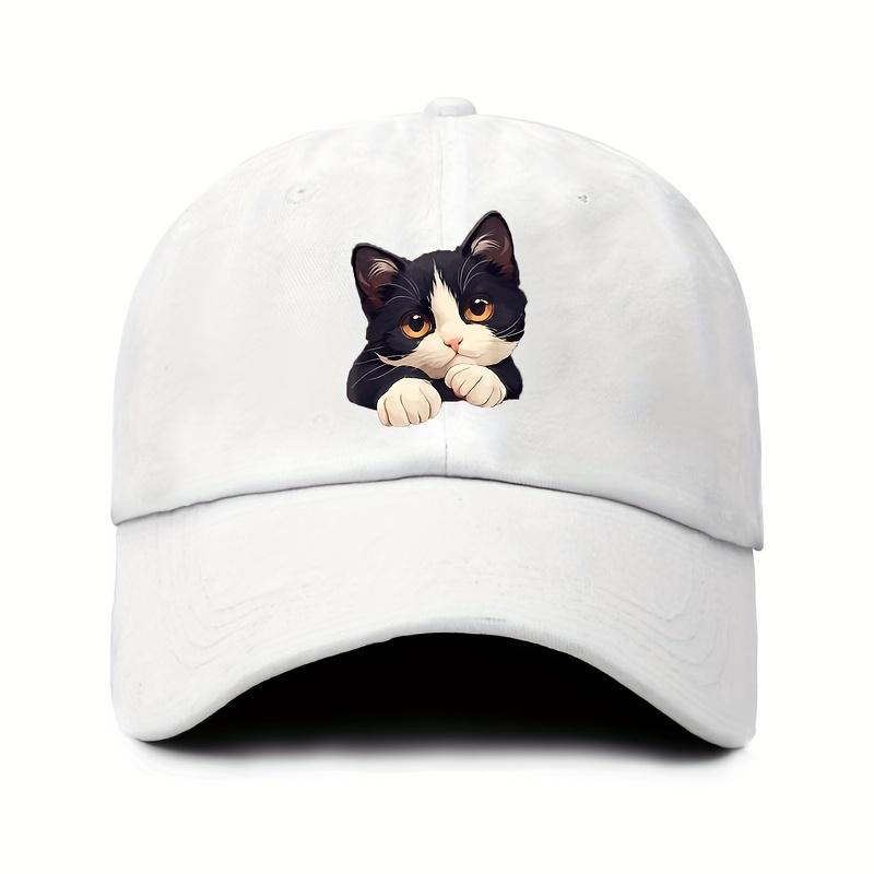 Funny Style Cat Patterned Baseball Cap with Adjustable Outdoor Casual Hat Suitable for Both Men and Women Cat Enthusiasts