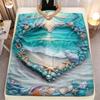 Heart Shape Beach Seashell and Pearl Print Decorative Throw Blanket for Sofa, Bed, Home Decor, Office, and Travel