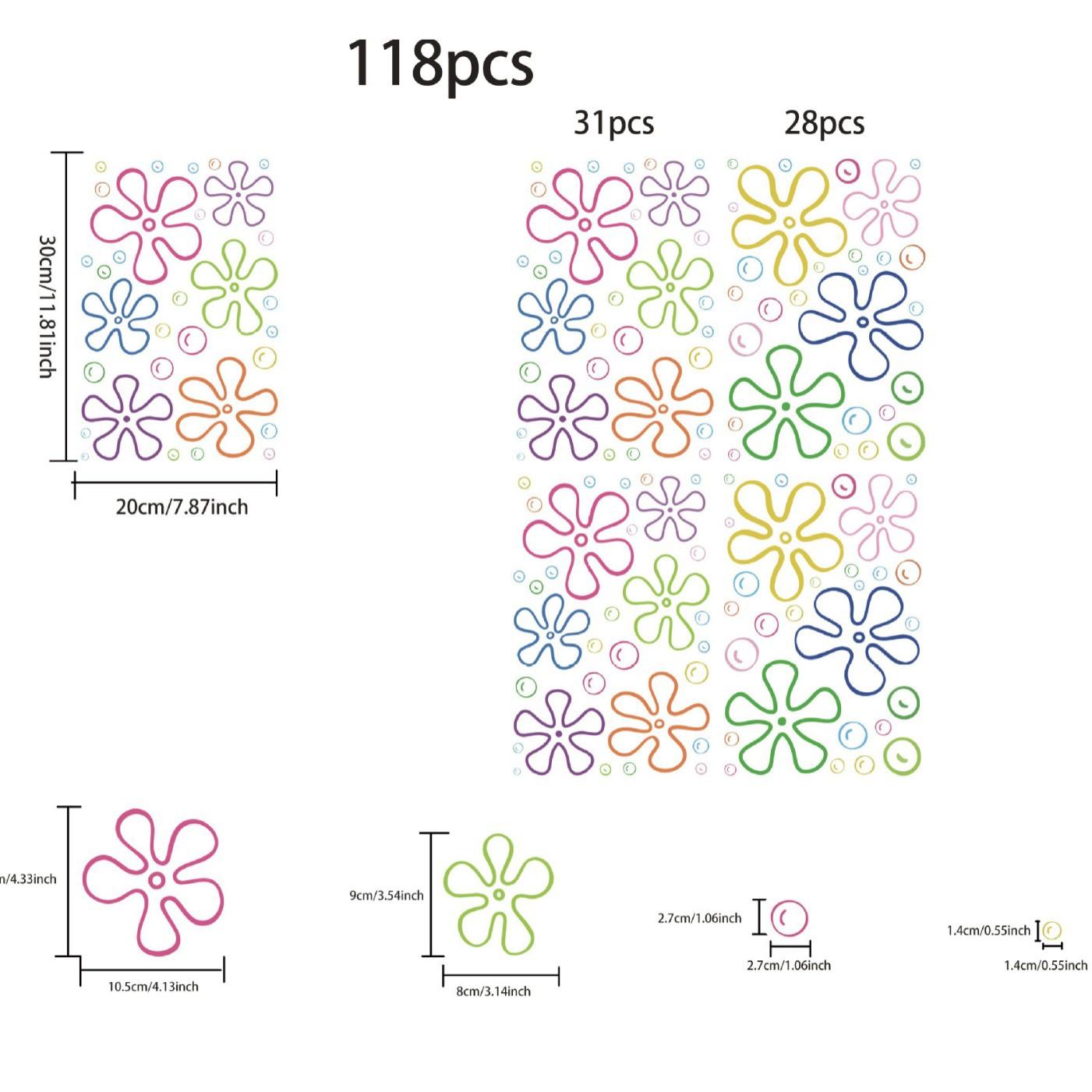 Geometric Seabed Flower Bubble Decoration Sticker Children s Room Wall Sticker Bathroom Wall Decoration Wall Sticker Summer