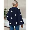 Elegante Blusa da Donna a Pois Larga con Scollo Semiaperto Top Casual a Maniche Lunghe Scollo a V Primavera Autunno Stampata Dolci Camicie Semplici da Ufficio per Signore