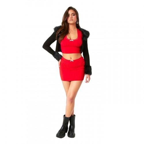 Missy Empire Womens/Ladies Ribbed Bow Detail Mini Skirt