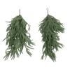2 Pcs Norfolk Pine Teardrop Swag 26.77 Inch Length Plastic Artificial Pine Needle Teardrop Wreath for Home Decoration