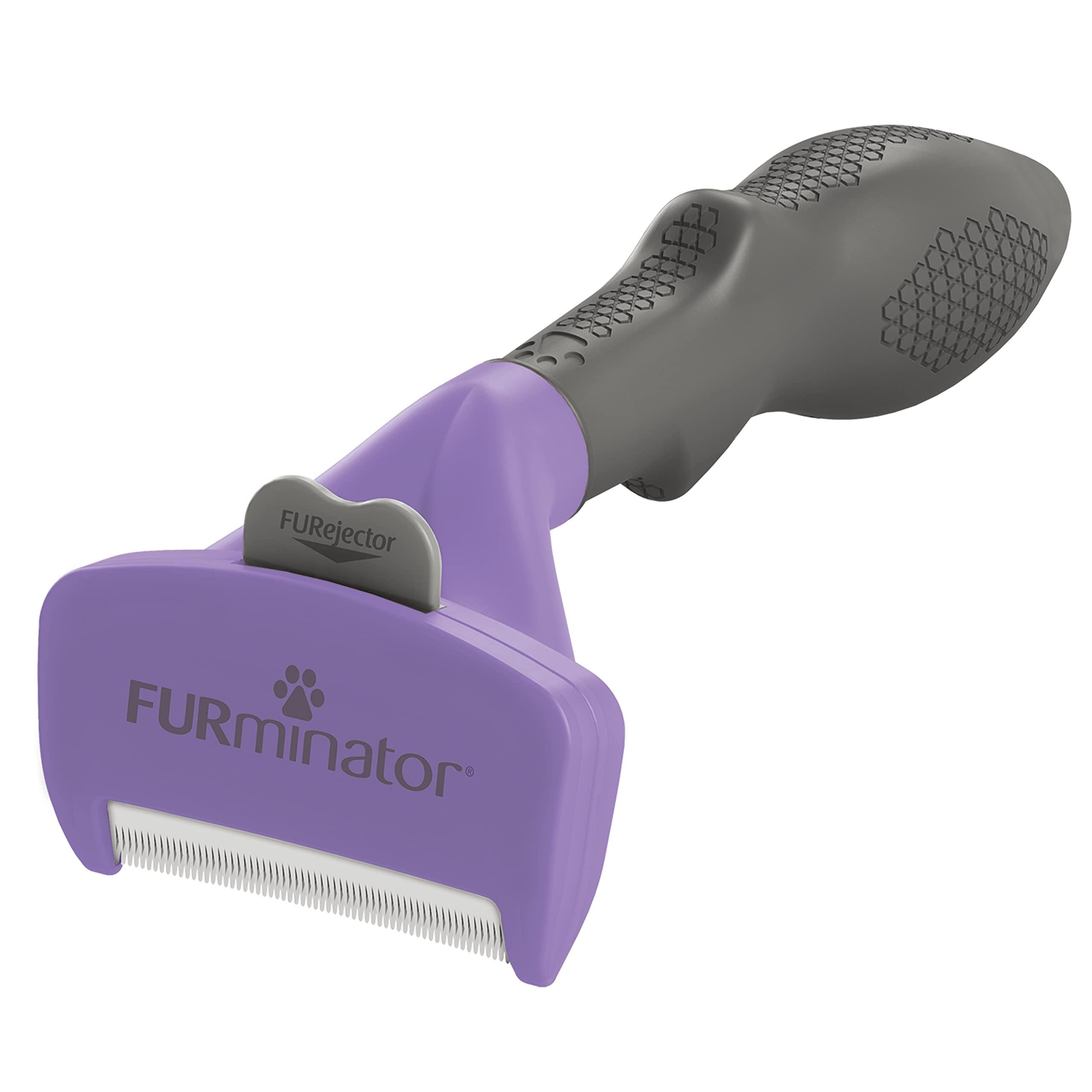 

FURminator Щетка для кошек для средних и крупных пород Все 2 типа, Одобрено ветеринарами против образования комков шерсти, Мягкое удаление подшерстка, Кнопка легкого сброса For long-haired breeds