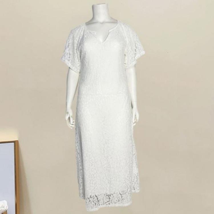 Elegante Vestito Estivo Comodo Splendido Vita Media Accessori Accattivanti Scollo a V Pizzo