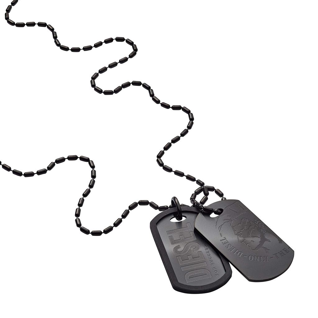 Diesel Dog Tag Pendant Necklace, Gender-Friendly, Stainless Steel, 50cm + 5cm
