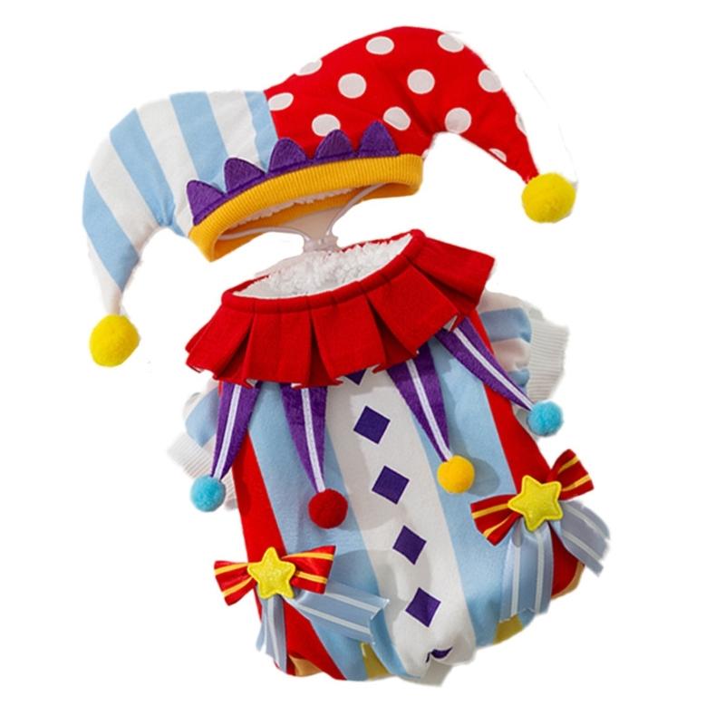 Vestiti Cosplay da Clown Carini per Cani Medi, Grandi Tuta Morbida Abbigliamento Cappotto Spesso Maglione Pigiama Invernale