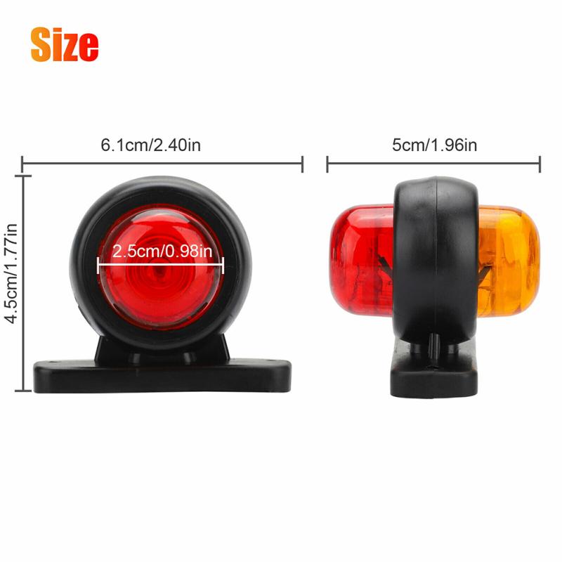 4 Pcs Auto Side Marker Lights Led Truck Trailer Round Dual Face Lamp Ip68 Sealed Waterproof Turn
