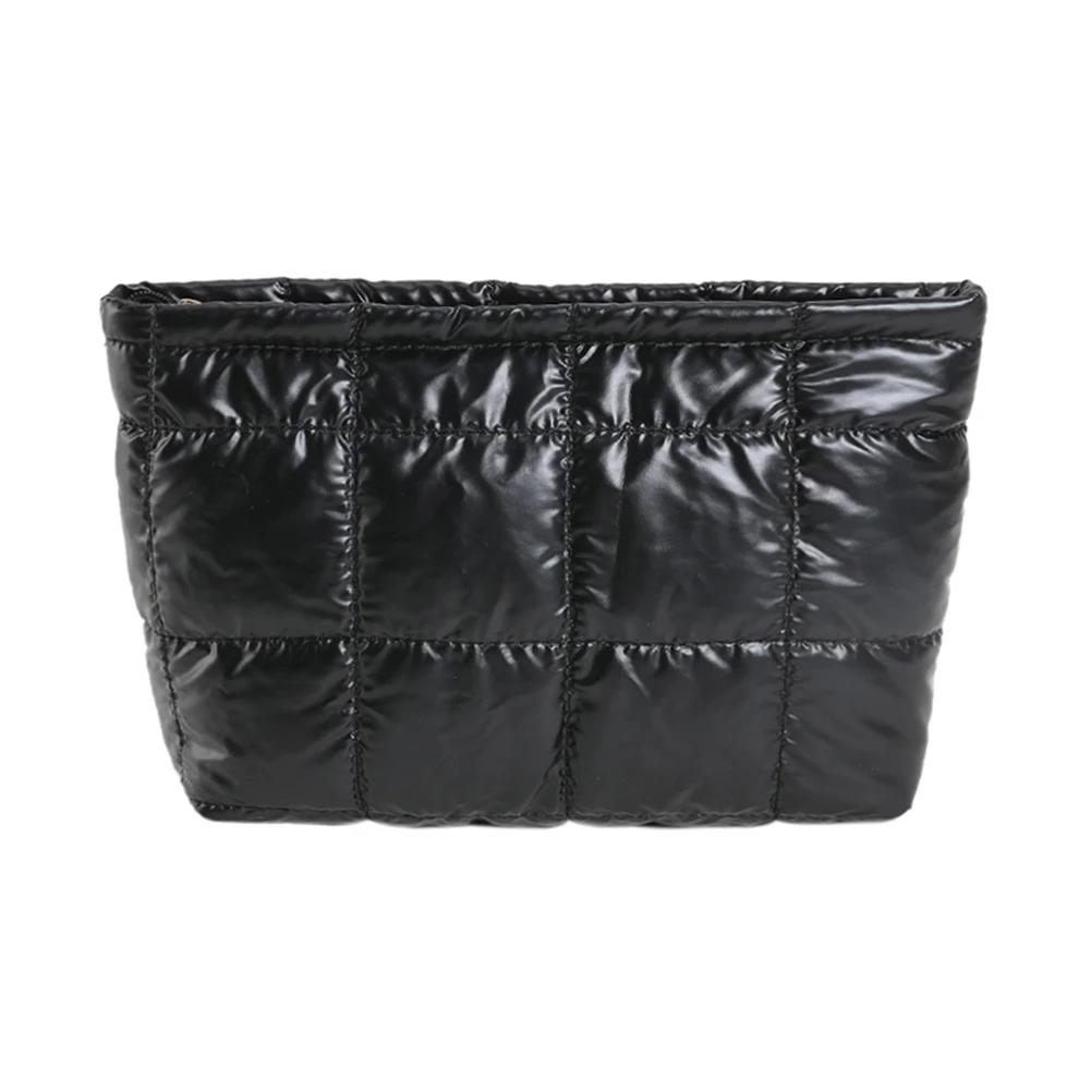 Women Cosmetic Bag Padded Quilted Makeup Storage Bag Large Capacity Makeup Organizer Bag Solid Color Travel Cosmetic Bag