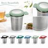 Infusore da tè in acciaio inossidabile con coperchio in silicone, Colino per tè in foglie sfuse per la preparazione