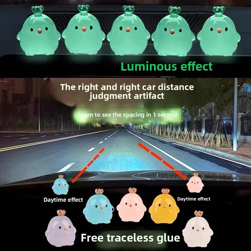 2PCS Cute and Fun Decorations Novice Driver Auxiliary Identification Luminous Sticker Vehicle Distance Reference Positioning Mark