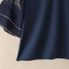 ZANZEA Women Casual Stand Collar Retro Embroidery Splice Half Sleeve Blouse