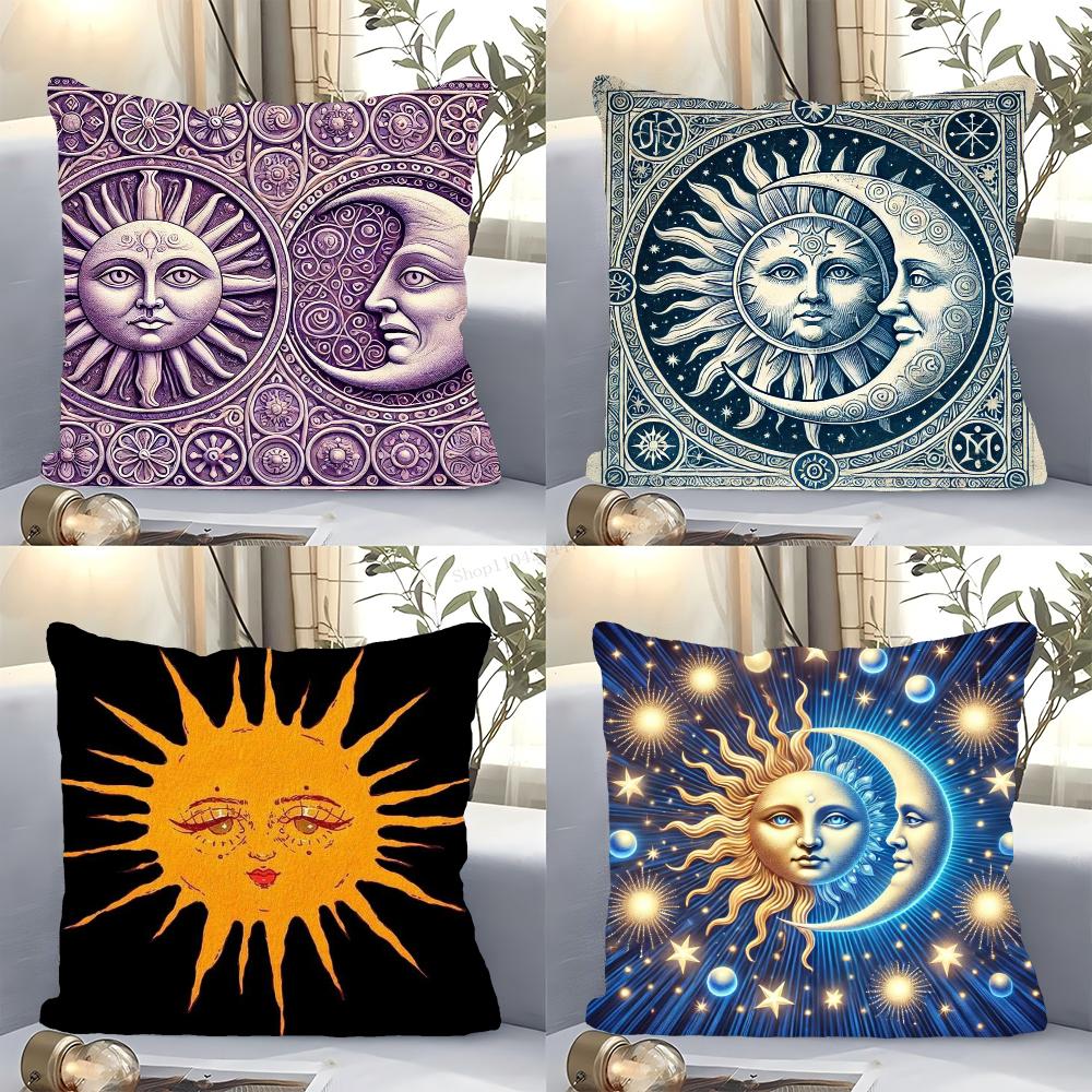 1pc Tarot Cute Sun Moon Art Pillow Case Square Bedroom Sofa Leisure Comfort Cushion Car Living Room Home Decoration