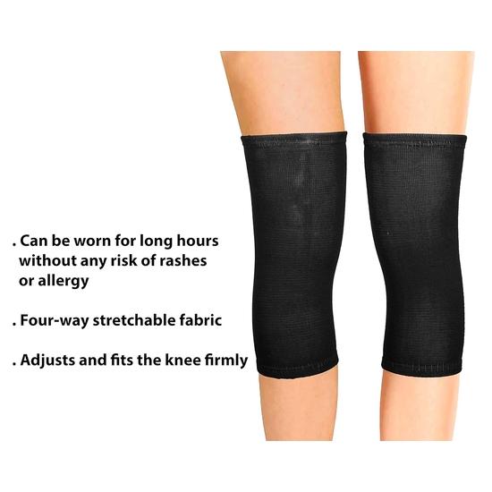 Wonder Care Knee Cap Support for Knee Joint Pain Relief Stretchable Knee Compression Brace Pair for Men & Women Arthritis Relief Black (XL)