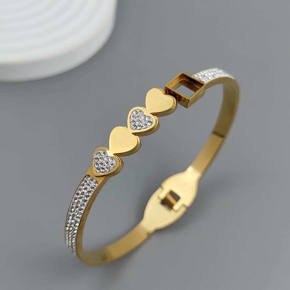 New Love Zircon Gold-plated Stainless Steel Bracelet 18K, High Quality Waterproof Couple Bracelet, Wife Gift