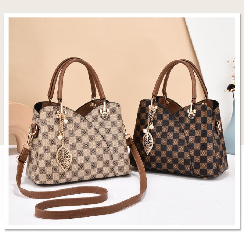 Pu Bag With Print And Plaid Pattern For Daily Use