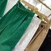 Washed Pure Cotton Five Quarter Pants for Women Spring and Summer Thin Shorts High Waist Loose Straight Leg Slimming Casual Wide Leg Pants