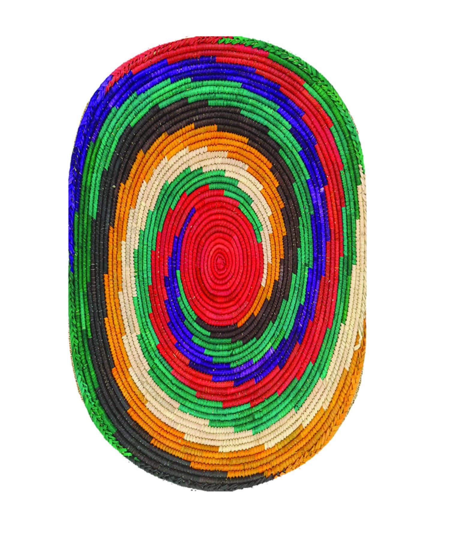 

Красочные краски Узорчатый овальный вязаный декоративный джутовый коврик Соломенный ковер Jut-4068