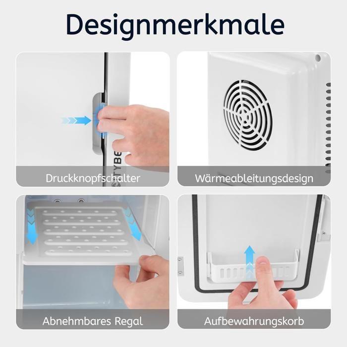 Mini réfrigérateur - NETTLIFE - 6 L - 12 V/230 V - Fonctionnement silencieux - Miroir & éclairage LED