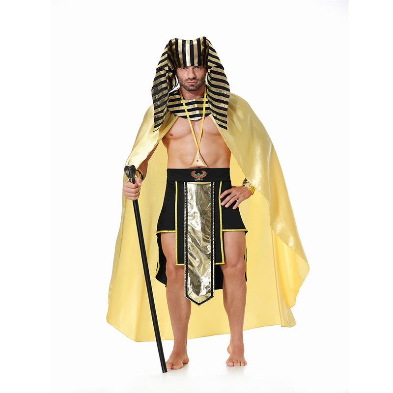 Cosplay export style, Halloween Egyptian pharaoh, golden king long cape mythical all-seeing eye