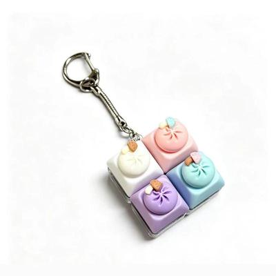 Cute Dumpling Keyboard Fidget Toy Keychain 4-Button Clicker Fidget Keychain With Crisp Sound Stress Relief Toy