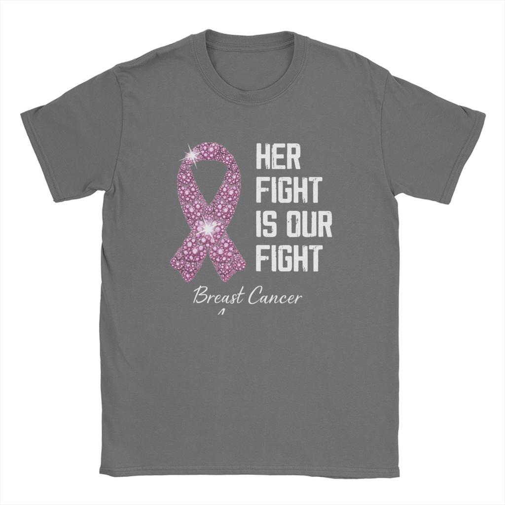 Fight Is Our Fight Breast Cancers  T Shirt Beach  Cotton T-Shirts For Man Popular Printed Tee Shirt Short-Sleeved Aesthetic Tees
