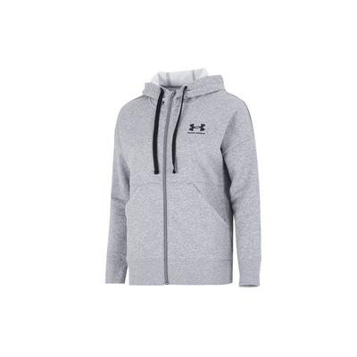 Rival Logo Full-Zip Hoodie With Drawstring Women Hoodie Gray 1356400-036