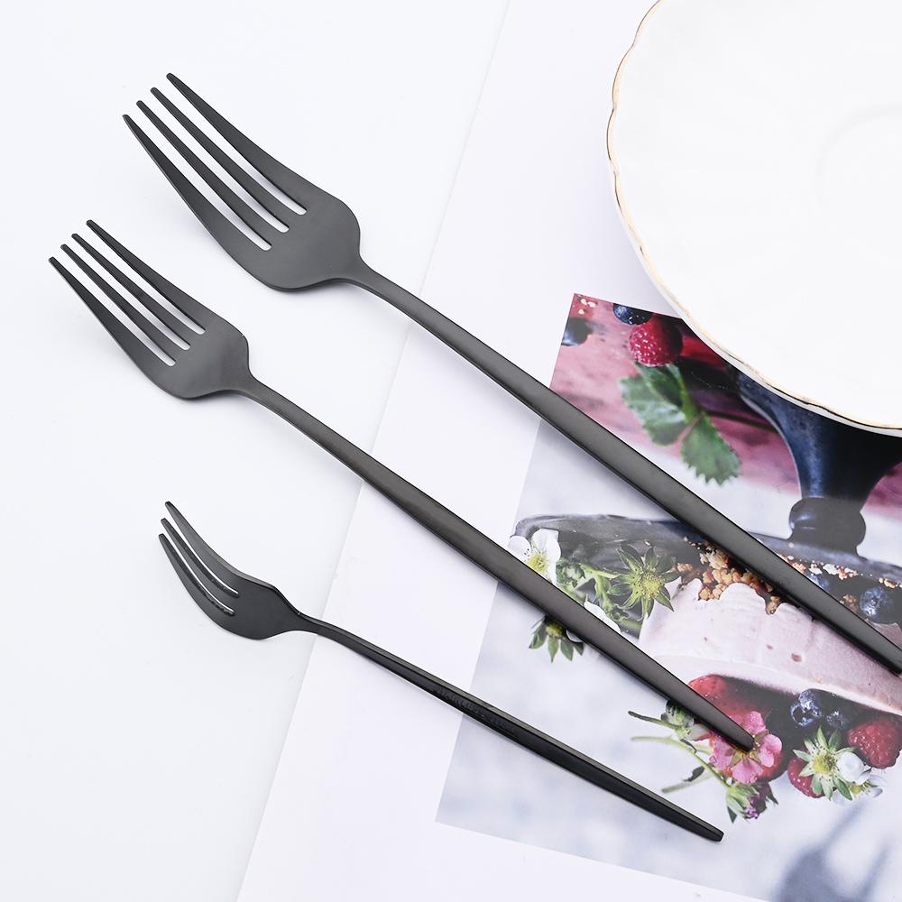 30-piece Black Handle Gold Cutlery Set Matte Finish Dinnerware Set Stainless Steel Knife Fork Spoons Kitchen Utensils Complete