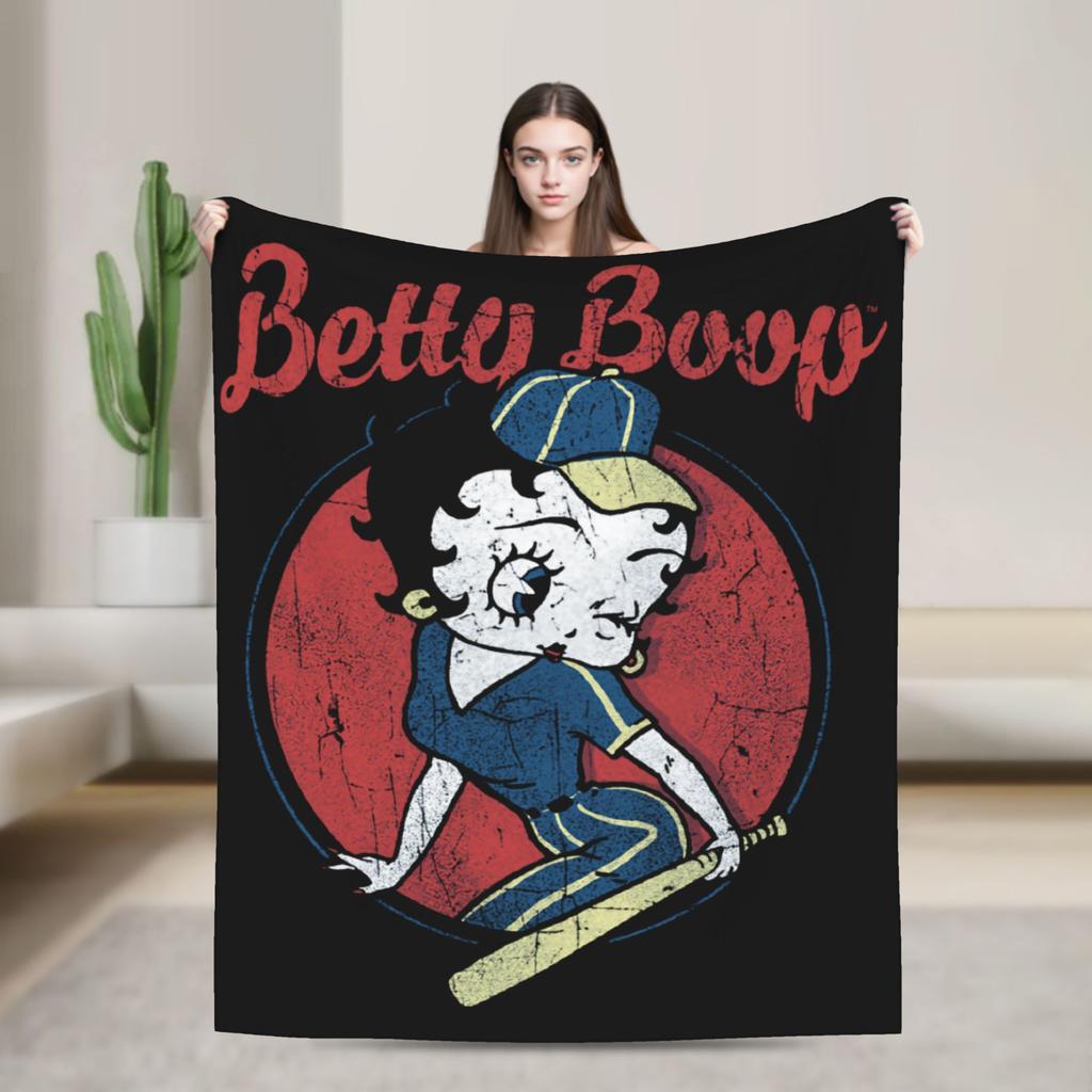 Boop Classic Kiss Blanket Flannel Decoration Bettys Cartoon Breathable Lightweight Throw Blankets for Bedding Outdoor Bedspread