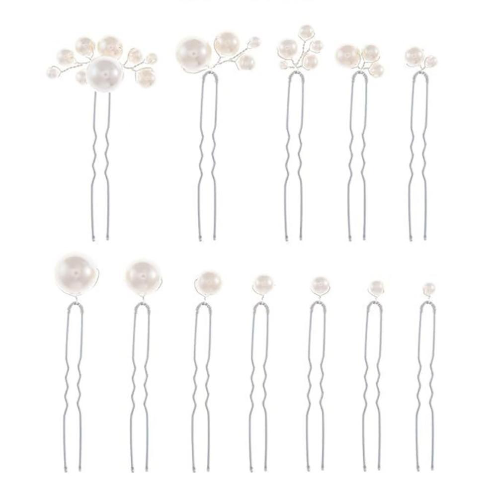

Rhinestone Bridal Hair Accessories Pearl Flower Pearl Hairpin Clips Bridal Party срібний