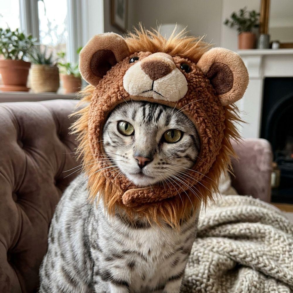 Skin Friendly Dog Plush Lion Hat Funny Cat Costume Headwear Pet Decor Headgear Birthday Gift
