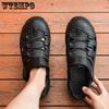 WTEMPO Herren Sommer Watsandalen Sommer Aushöhlen Einfarbig Bindung Weiche Sohle Atmungsaktiv Deodorant Rutschfest Wasserdicht Lässige Sport-Strandschuhe