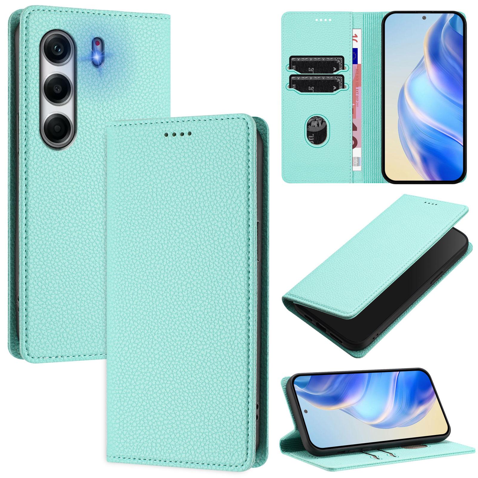 

For TECNO Camon 40 Pro 4G Wallet Case RFID Blocking Litchi Texture Leather Mobile Cover Mint Green