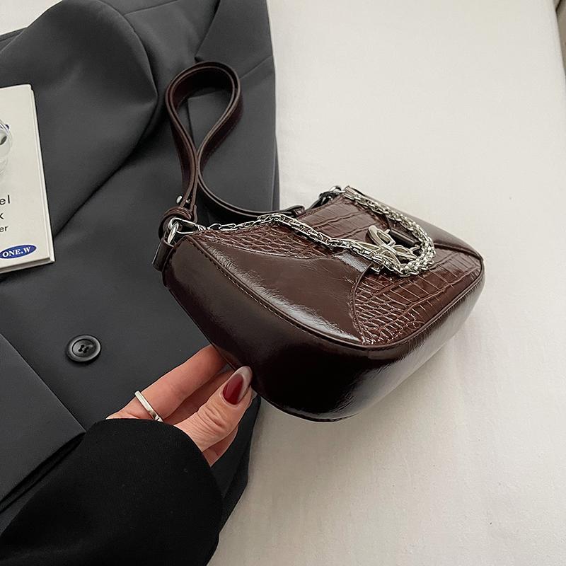 Luxusní dámská kabelka do podpaží pro mileniály, textura, stříbrný motýl, kabelka přes rameno s řetízkem