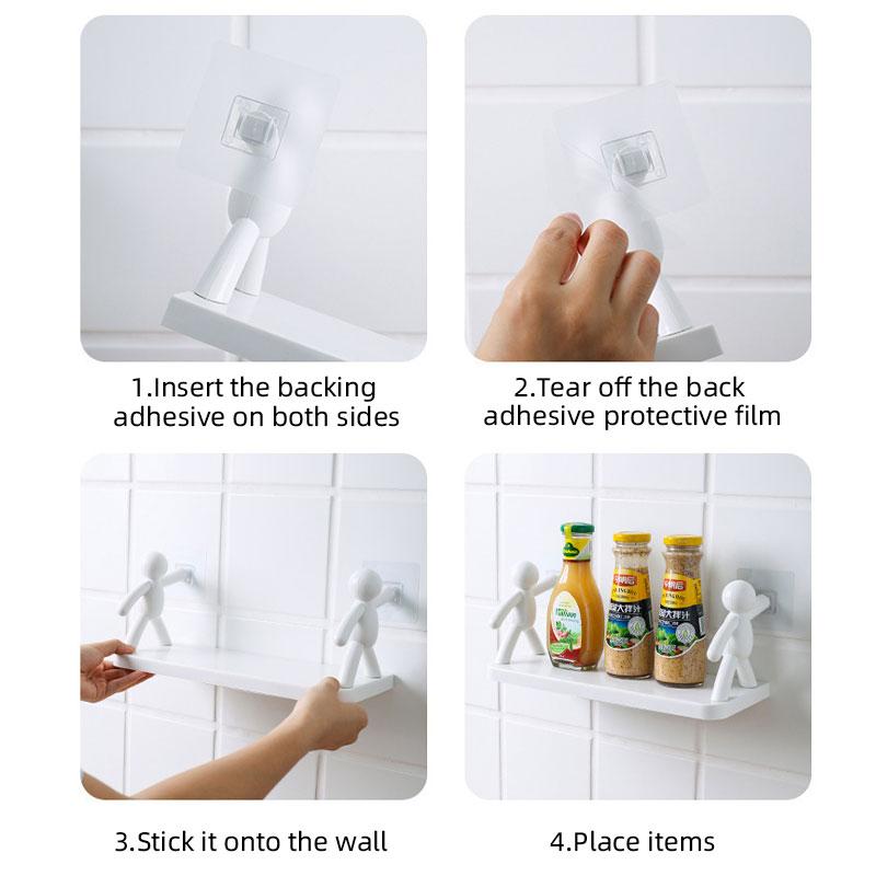 Cartoon Doll Seasoning Jar Sorting Storage Rack Self-adhesive Toilet Bathroom Cosmetics Shelf Bathroom Kitchen Organizer Holder