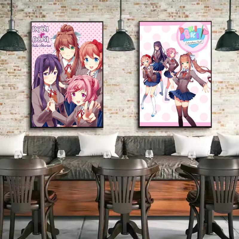 D-Doki Doki L-Literature Club Anime Poster HD Art Sticky Wall Waterproof Home Living Room Bedroom Bar Aesthetic Decoration